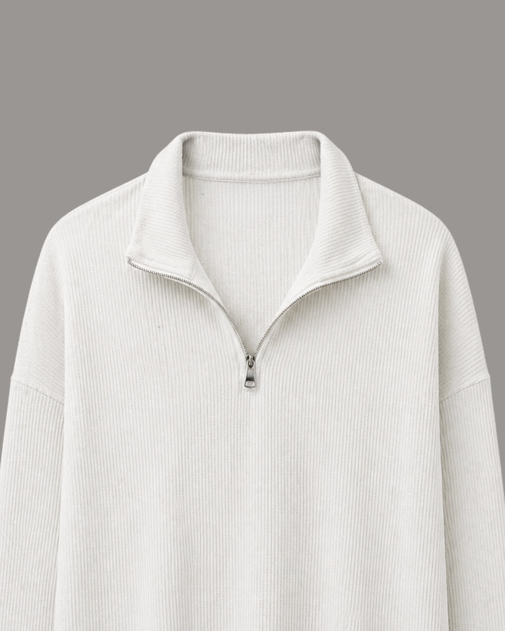 White Waffle Quarter Zip T Shirt for Men – Ivory Waffle