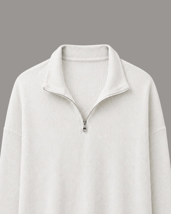 White Waffle Quarter Zip T Shirt for Men – Ivory Waffle