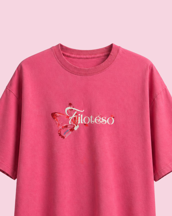 Pink Oversized Graphic T Shirt for Men – Butterfly Bloom Tee