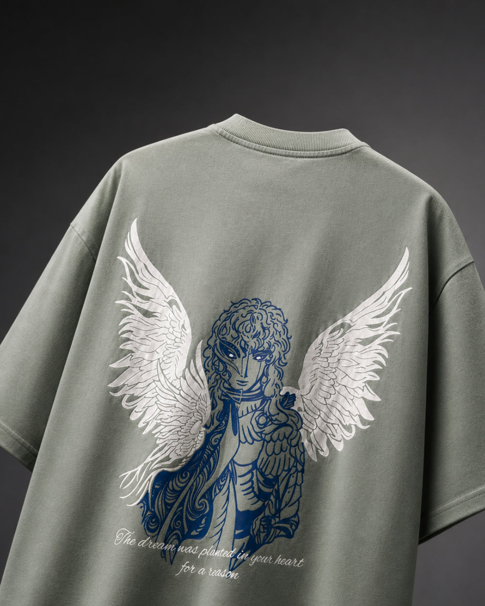 Sage Green Oversized Graphic T Shirt – Eternal Wings