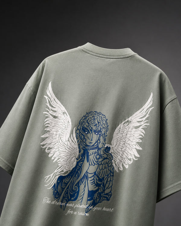 Sage Green Oversized Graphic T Shirt – Eternal Wings