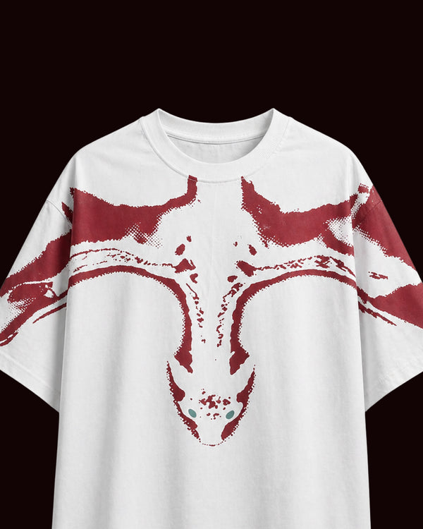 White Oversized Graphic T-Shirt for Men – Dragon's Gaze