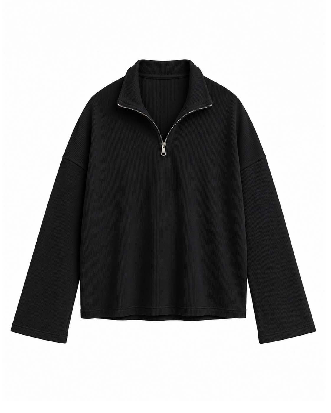 Black Waffle Quarter Zip T Shirt for Men – Midnight Waffle