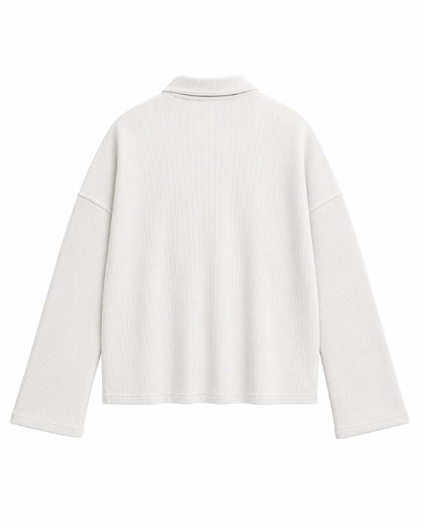 White Waffle Quarter Zip T Shirt for Men – Ivory Waffle - Image 2
