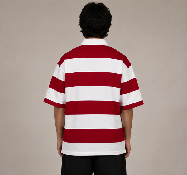 Red & White Rugby Polo - Image 2