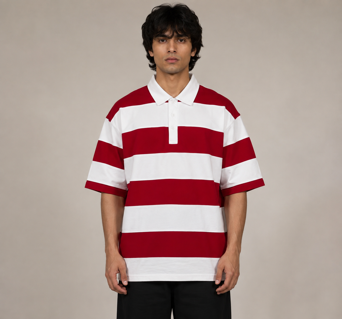 Red & White Rugby Polo