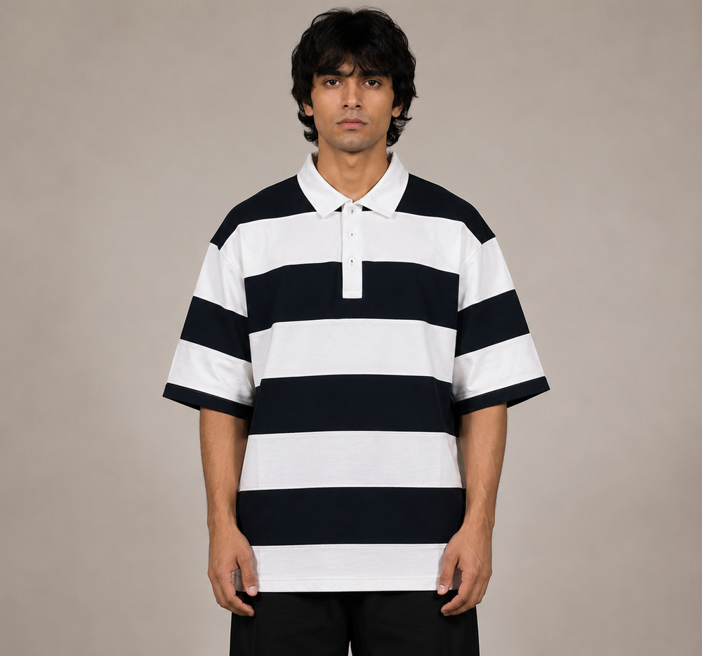 Black & White Rugby Polo
