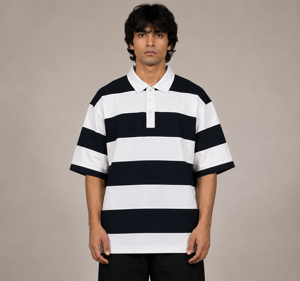 Black & White Rugby Polo - Image 1