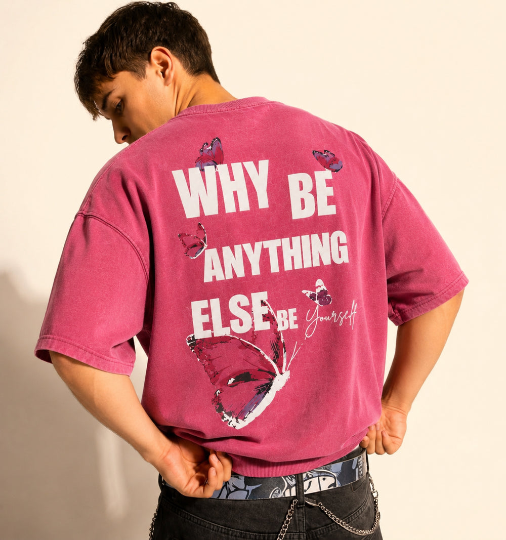 Pink Oversized Graphic T Shirt for Men – Butterfly Bloom Tee
