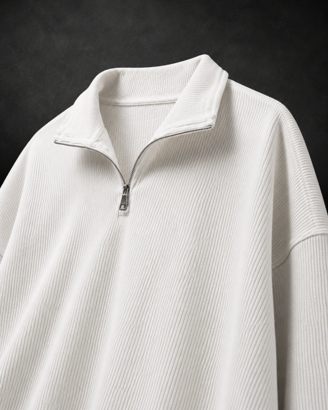 White Waffle Quarter Zip T Shirt for Men – Ivory Waffle