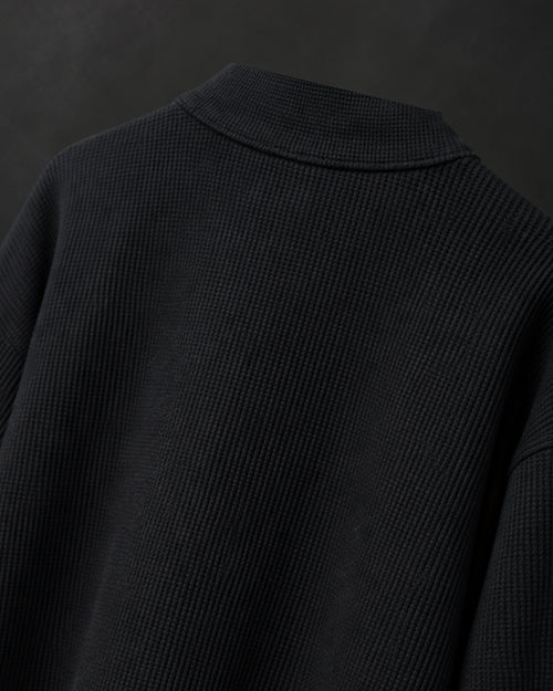 Black Waffle Quarter Zip T Shirt for Men – Midnight Waffle