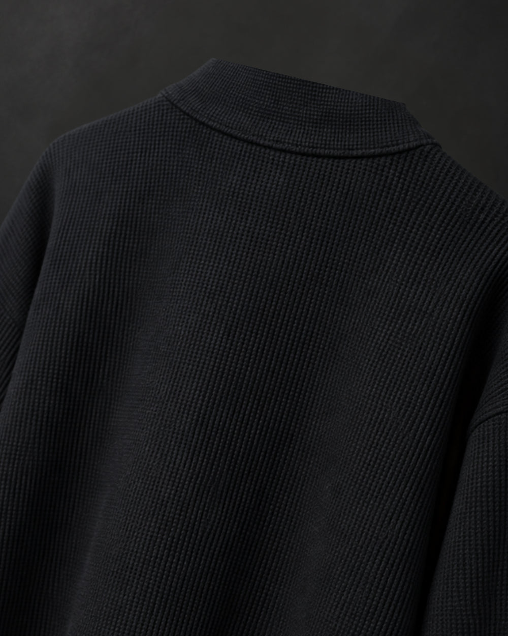 Black Waffle Quarter Zip T Shirt for Men – Midnight Waffle