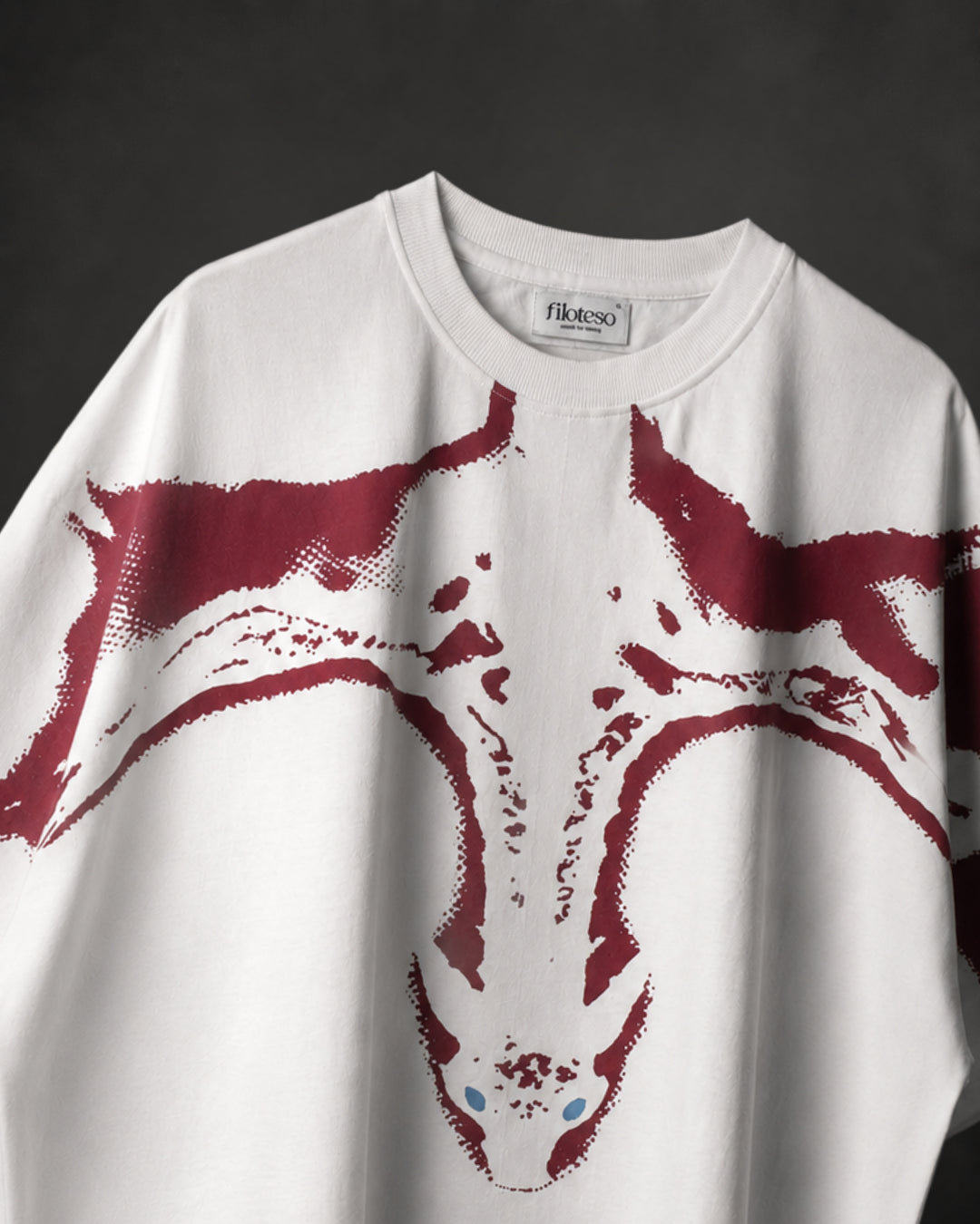 White Oversized Graphic T-Shirt for Men – Dragon's Gaze