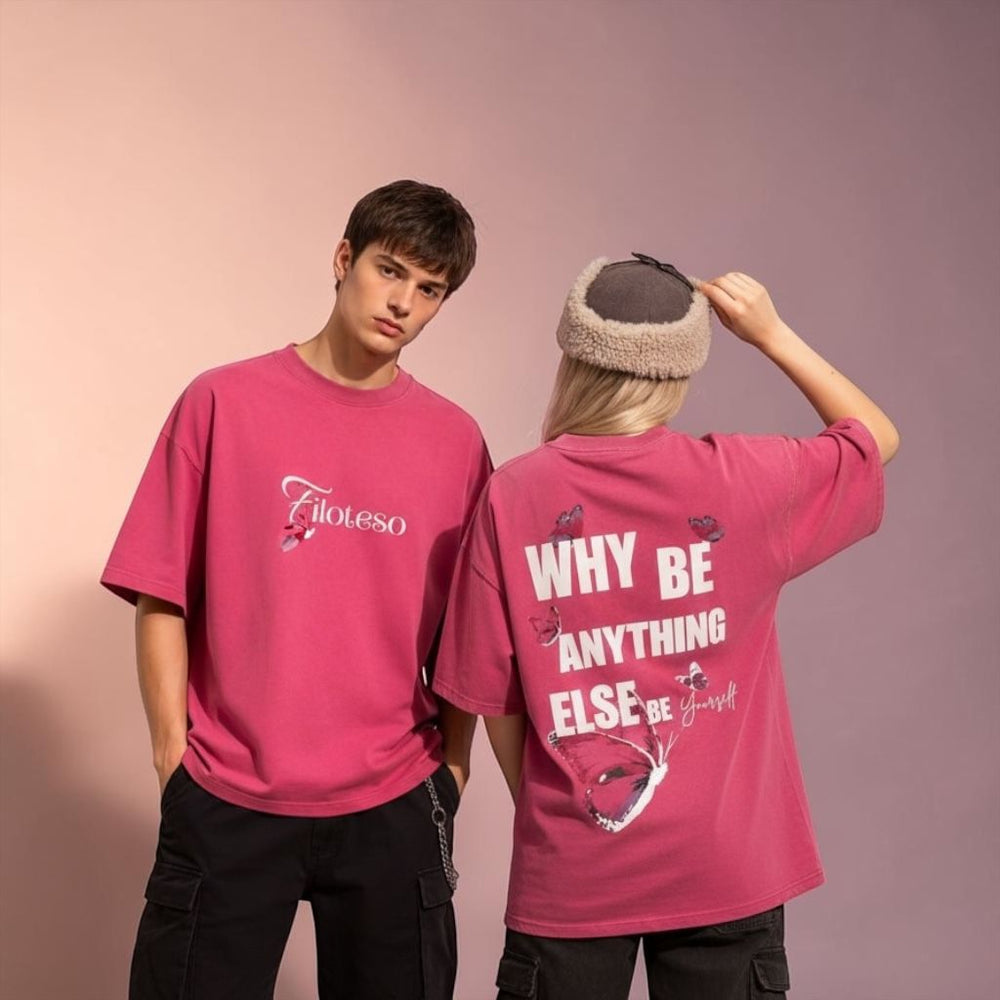Pink Oversized Graphic T Shirt for Men – Butterfly Bloom Tee