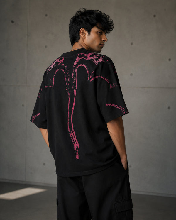 Black Oversized Graphic T-Shirt for Men – Dragon's Gaze