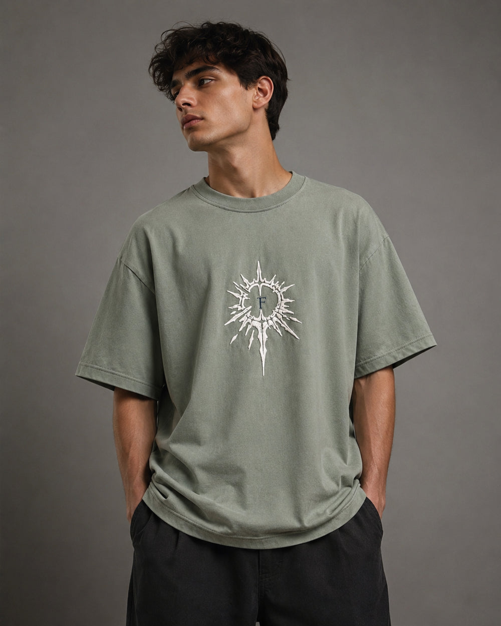 Sage Green Oversized Graphic T Shirt – Eternal Wings